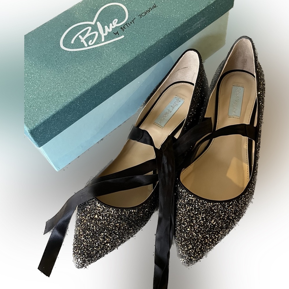Blue by Betsey Johnson Lia Glitter Flats - worn once! These are beautiful.